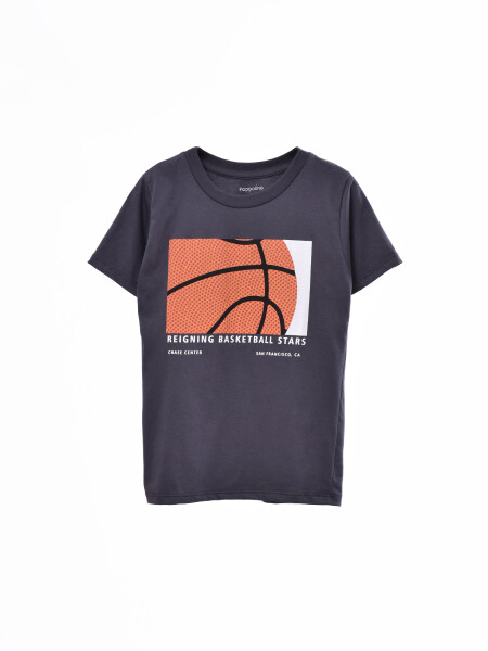 REMERA ESTAMPADA GRIS OSCURO