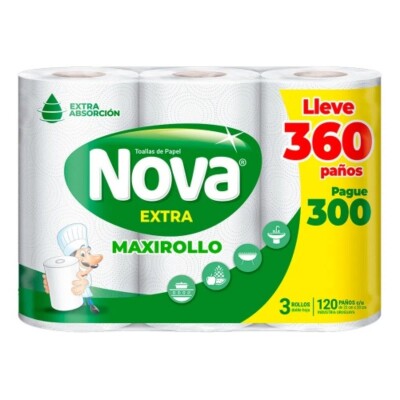 Rollo de Cocina Nova Maxi Rollo 120 Paños X3 Rollo de Cocina Nova Maxi Rollo 120 Paños X3