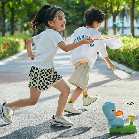 Juguete Deportivo Portátil Lanzador Discos Frisbee p/ Niños Celeste