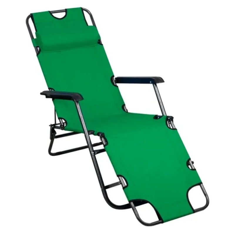 Silla Reposera Catre Plegable Anatómica Liviana Con Almohada Verde