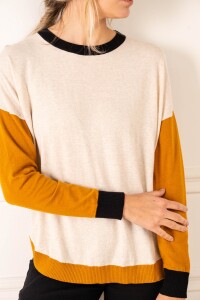Sweater Color Block Negro