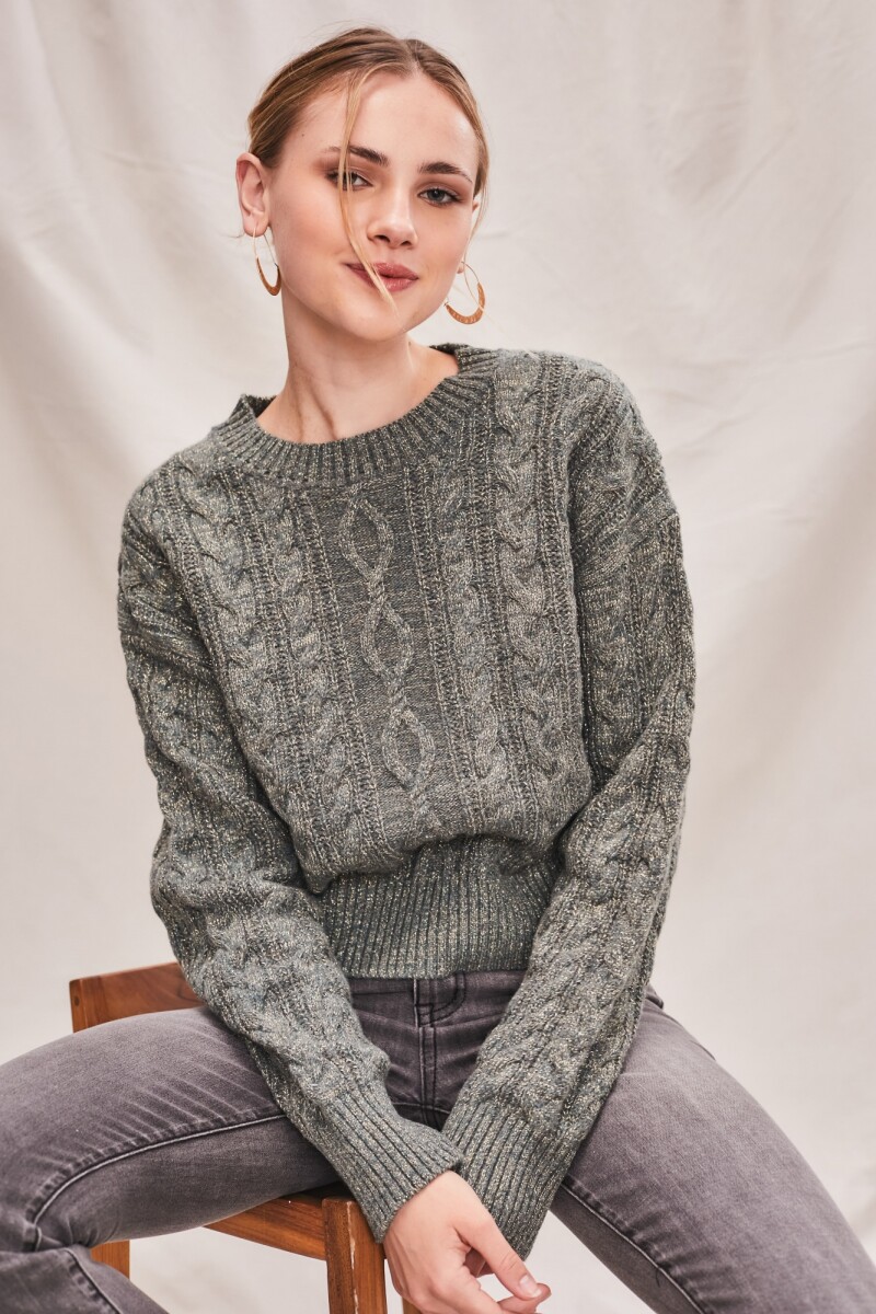 Sweater Textura Con Lurex - Verde 