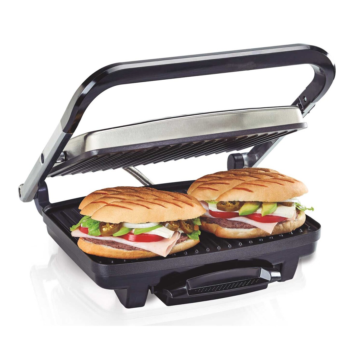 SANDWICHERA PANINI HAMILTON BEACH, ANTIADHERENTE, FUNCION PARRILLA 