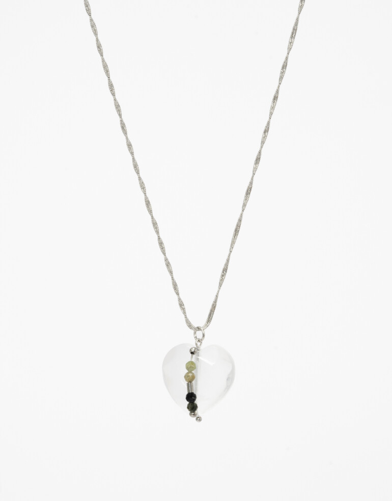Cadena Corta con Dije Piedra Cadena De Acero Con Dije Piedra - Cristal