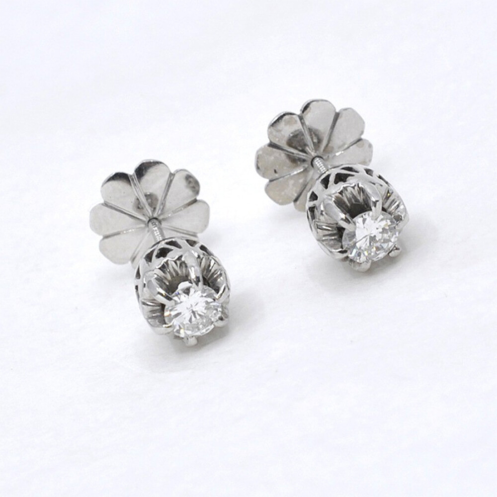 Caravanas En Oro 18K Blanco Y Brillantes Caravanas En Oro 18K Blanco Y Brillantes