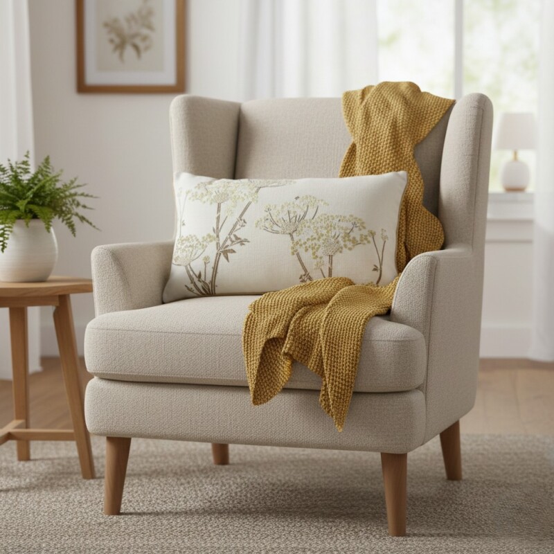 COJIN RECT BLANCO C/DIS PLANTA ALGODON 40X70CM Unica