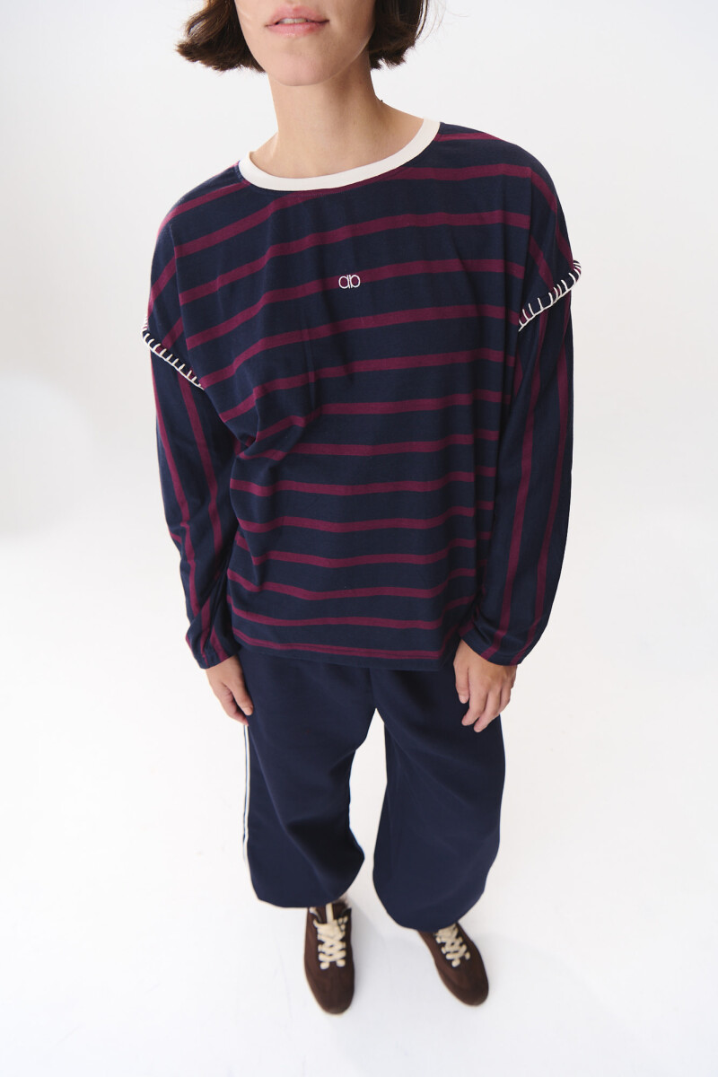 Remera Gear Rayas bordó