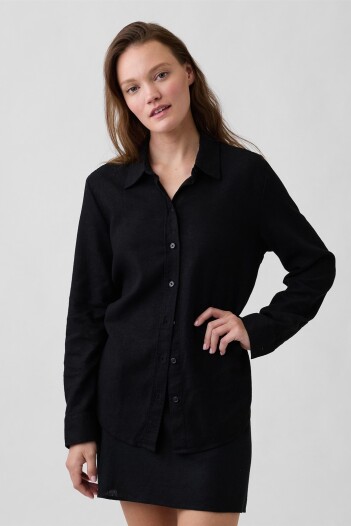 Camisa De Lino Mujer True Black