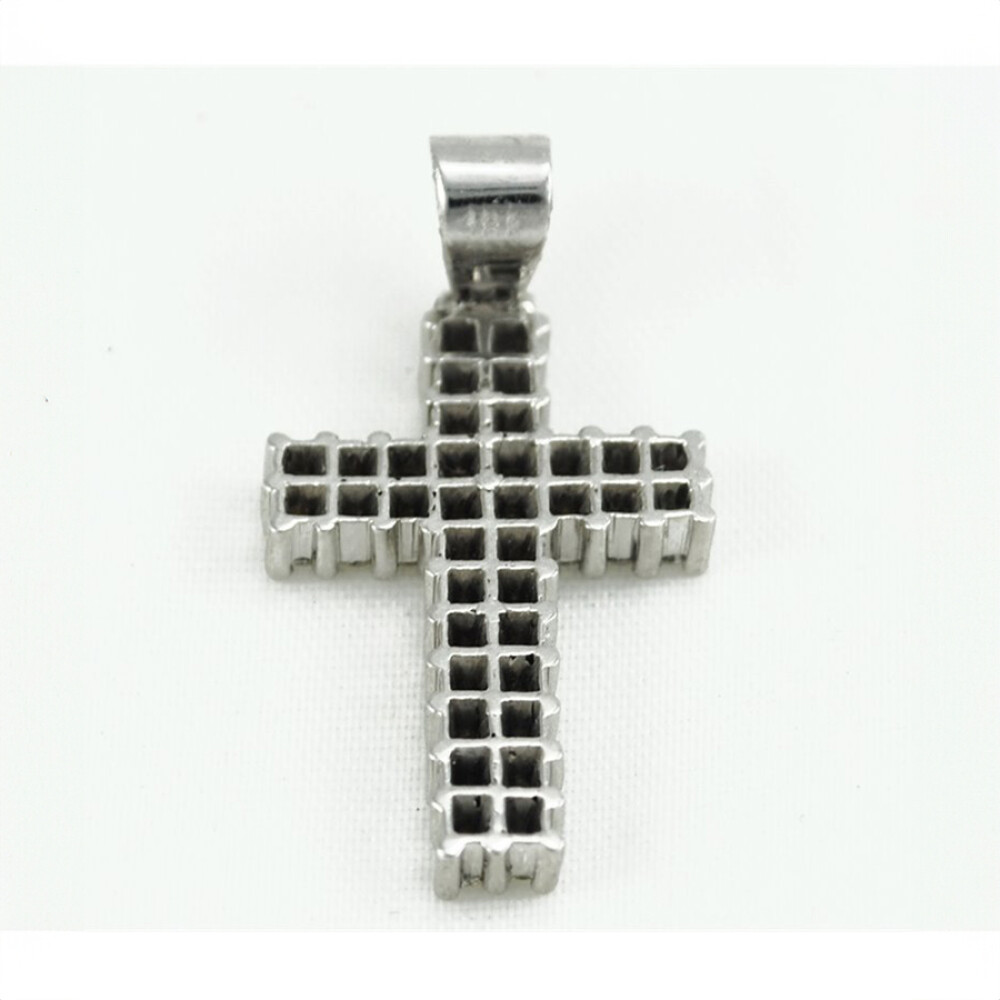 Cruz Oro Blanco 18 K Y Brillantes Cruz Oro Blanco 18 K Y Brillantes