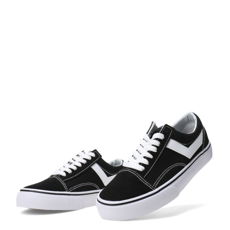 Championes Unisex PONY Championes Casual Lona Gamuza Negro - Blanco