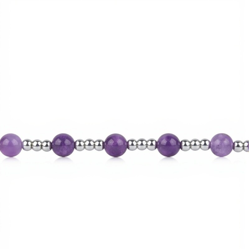 Pulsera bolitas - Plata 925 - Ágata violeta - PU3921 conpiedra