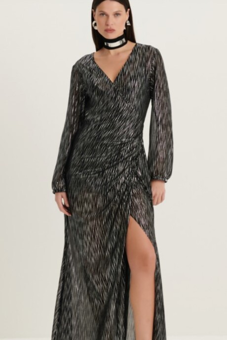 Vestido cruzado manga larga Julieta Negro