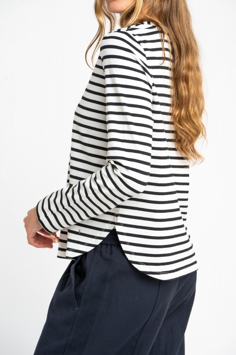Remera Rayada Algodón Elastano Nácar