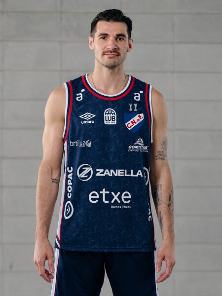 CAMISETA BASKET 2025 Nacional Hombre Lima, Azul Marino, Blanco