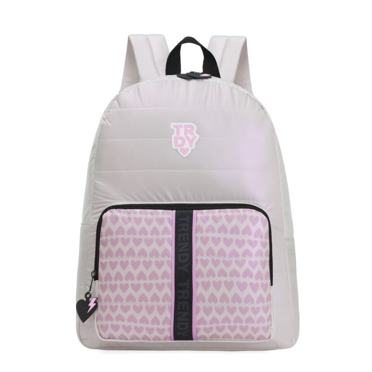 MOCHILA TRENDY PUFFER CORAZONES BLANCO 