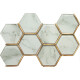 MOSAICO HEXAGONAL VIDRIO 28X41 MARMOLADO CON BORDES DORADOS 000