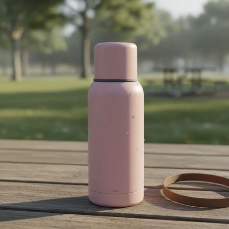 Termo Bala en acero inox de 1 lt Rosado