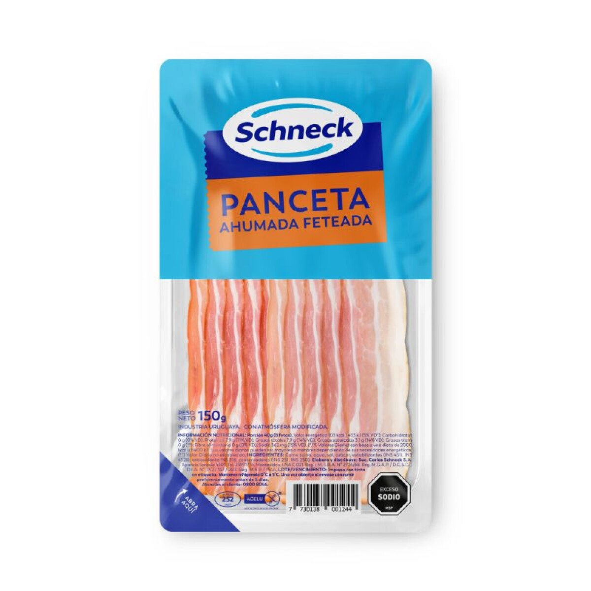 Panceta Ahumada Schneck feteada envasada en atmósfera modificada - 150 g. 