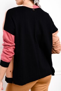 Cardigan Color Block Negro