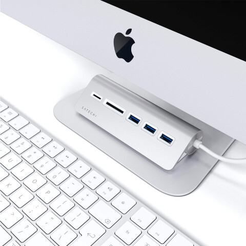 Satechi HUB 5 en 1 USB-C USB-A Card reader Silver Satechi HUB 5 en 1 USB-C USB-A Card reader Silver