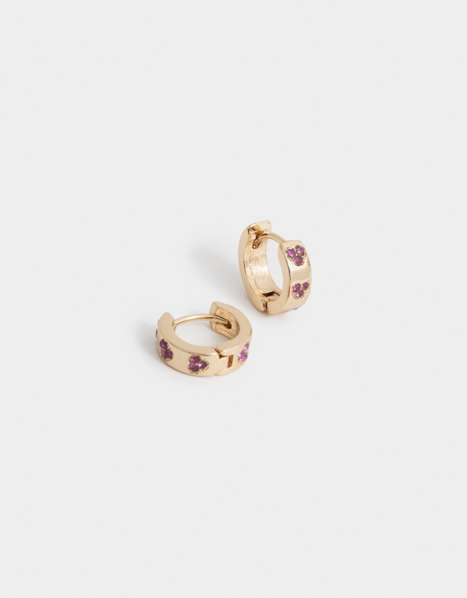 Aros Argollas Argollas Strass Bañadas En Oro - Dorado