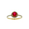 Anillo Halo-Oro Bajo-Piedra Rubí y Zirconias-AN8143 conpiedra
