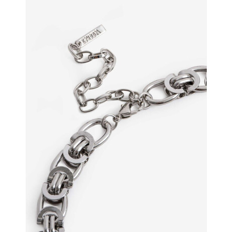 Collar Corto Cadena Metal Plateado Rodio
