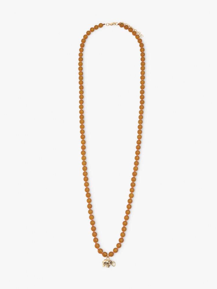 Collar Cuentas De Vidrio Con Elefante marron