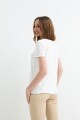 Remera m/c con broderie en cuello BLANCO