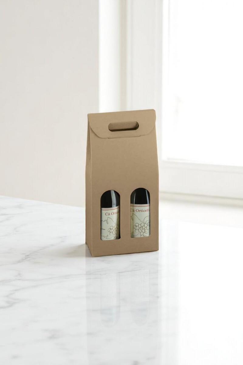 Caja c/ventana 2 botellas 18x9x38,5 - 35869 - KRAFT MARRON 