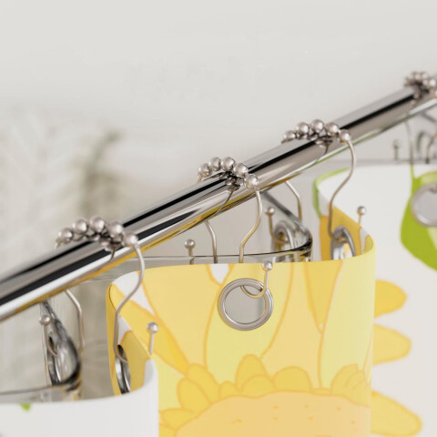 Set de 12 ganchos para cortinas de baño plata