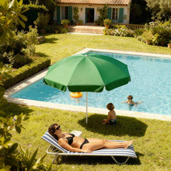 Sombrilla De Playa Reforzada 2.30m Grande Jardin Patio Con Filtro Uv Imback Color Verde Sombrilla De Playa Reforzada 2.30m Grande Jardin Patio Con Filtro Uv Imback Color Verde