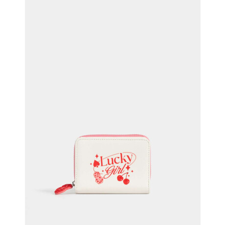 Billetera Cuerina Estampada Blanco Crudo