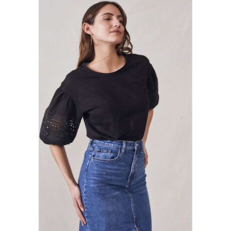 Remera Algodon Combinada Negro