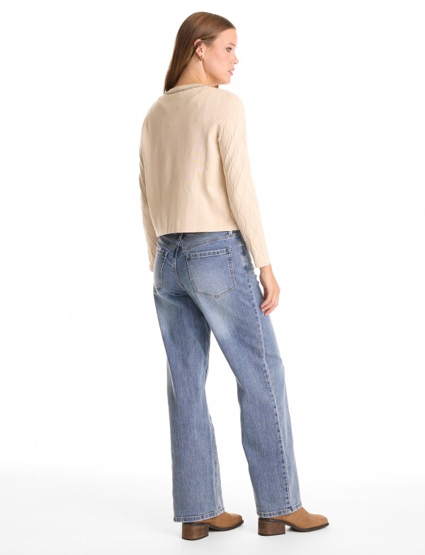 Cardigan Rombos & Cadena BEIGE
