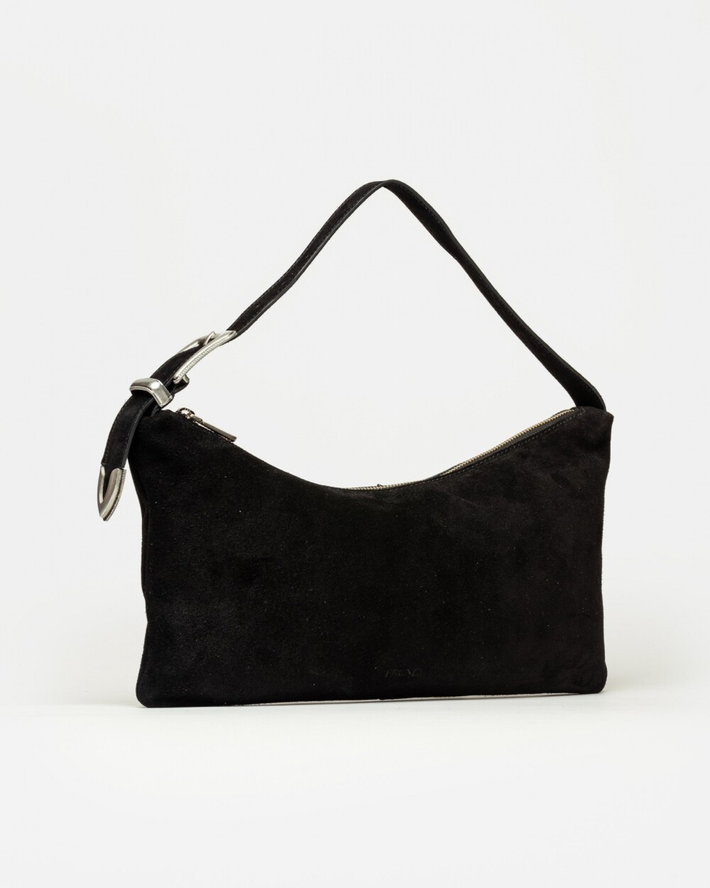 Cartera al hombro Bamboo en cuero gamuza Negro