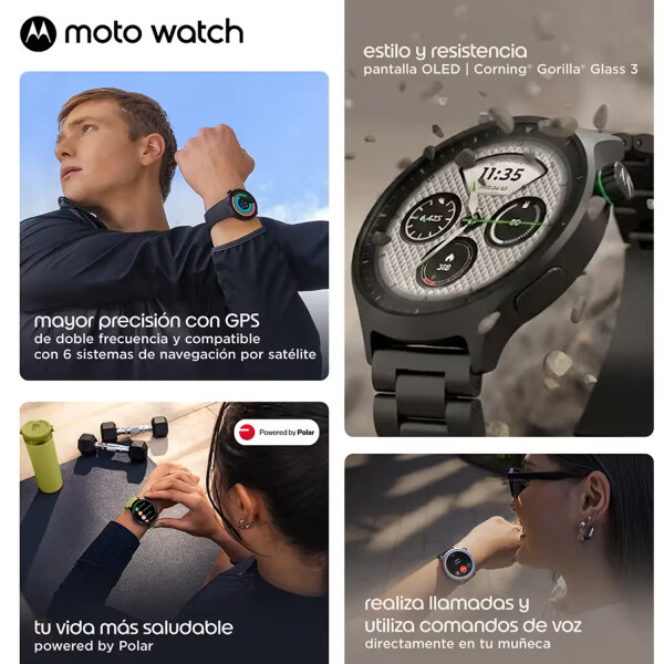 Smartwacht Motorola Xt2547-2 Gps Bluetooth Ip68 SMARTWATCH MOTO WATCH XT2547 NEGRO ACERO