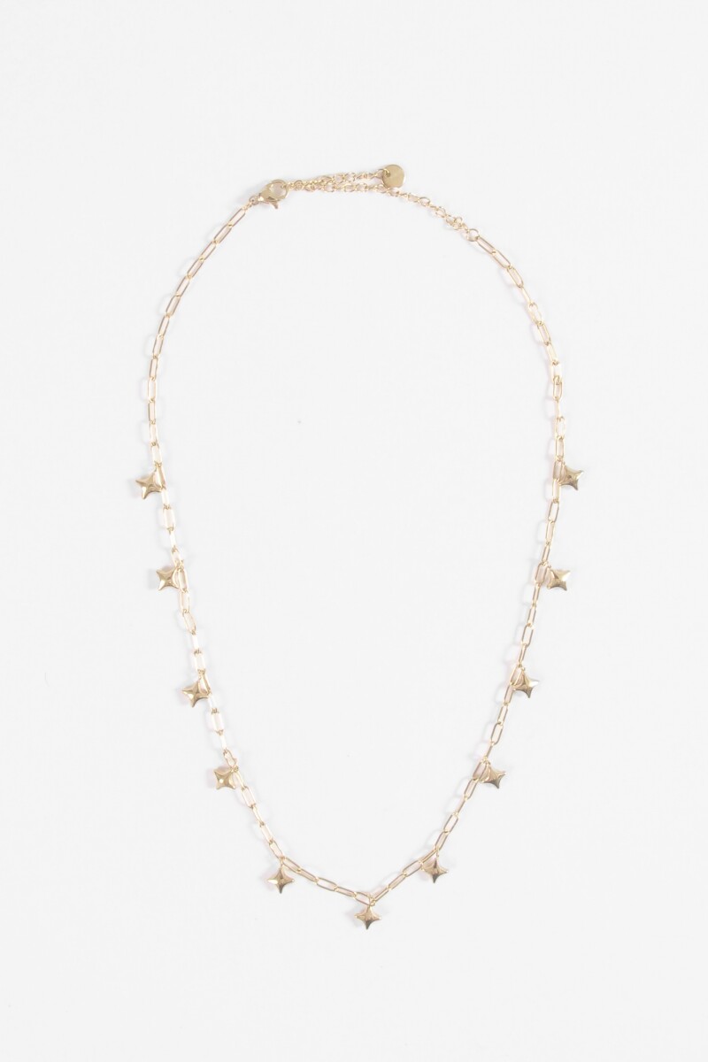 Collar acero dijes estrellas dorado
