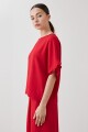 Blusa manga corta con volados rojo