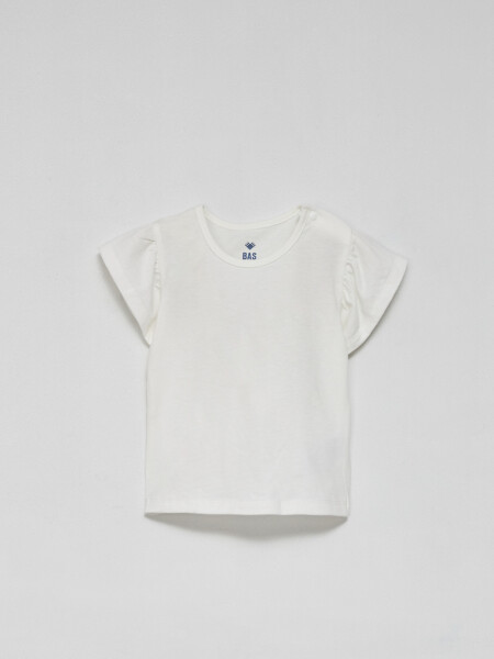 Remera Manga Corta Volados Blanco