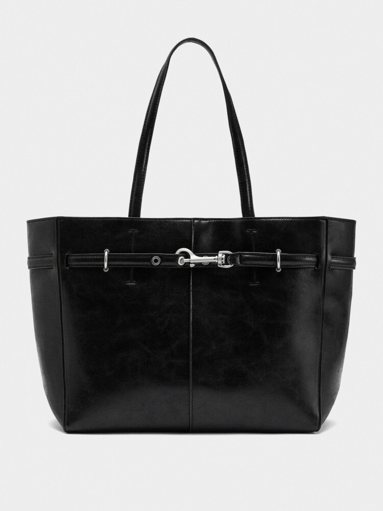 Bolso Shopper Cinturón Con Mosquetón negro