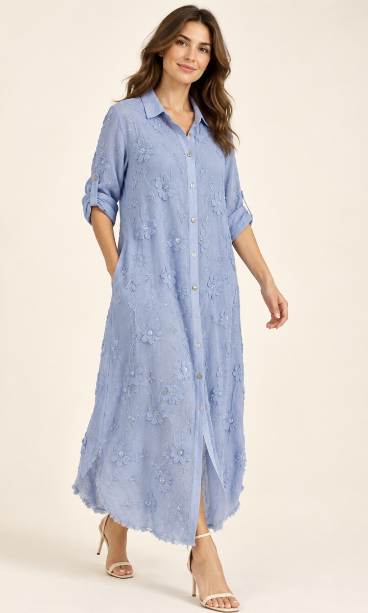 VESTIDO CAMISERO ALEM - Celeste 