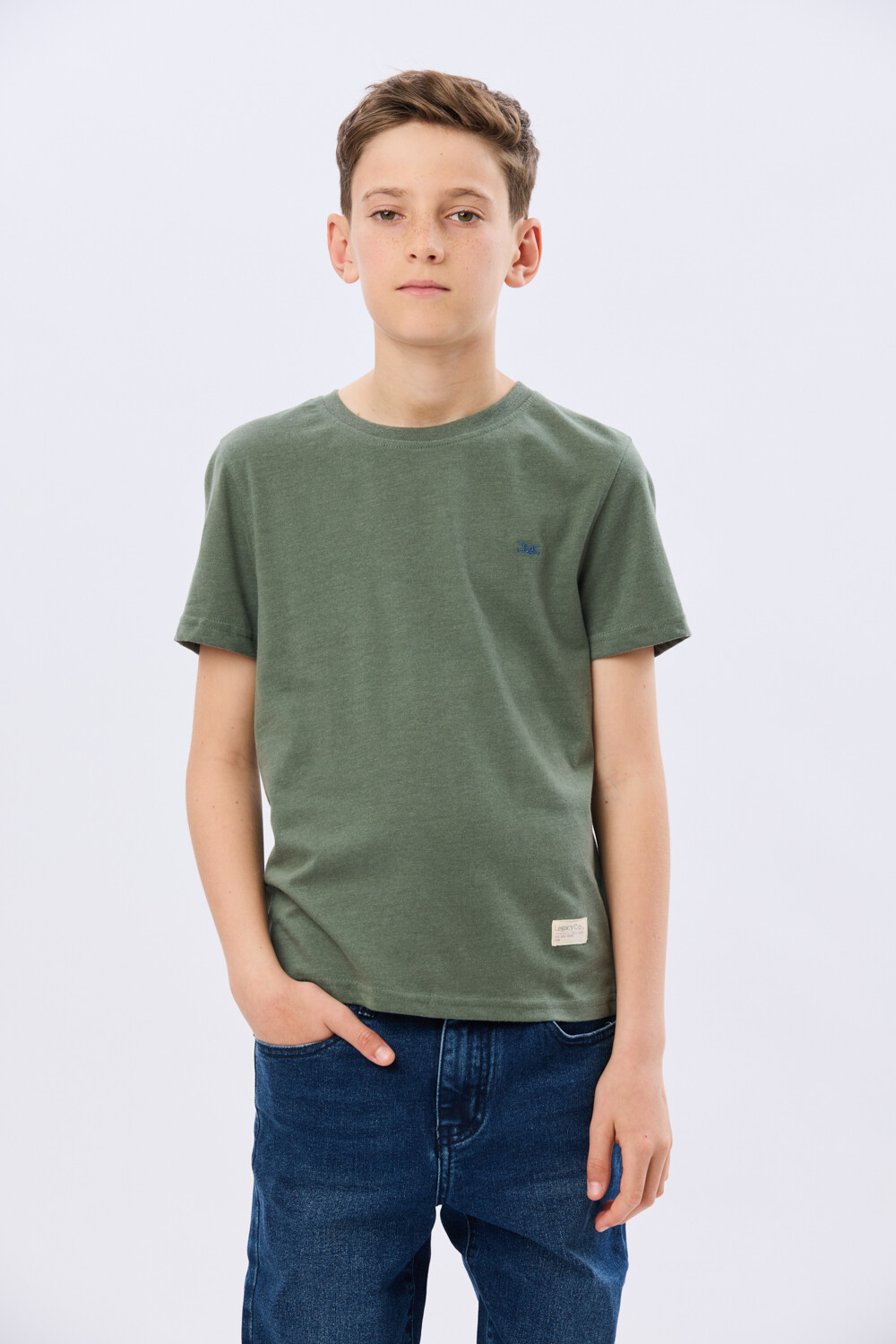 REMERA BÁSICA DE ALGODÓN Verde Melange