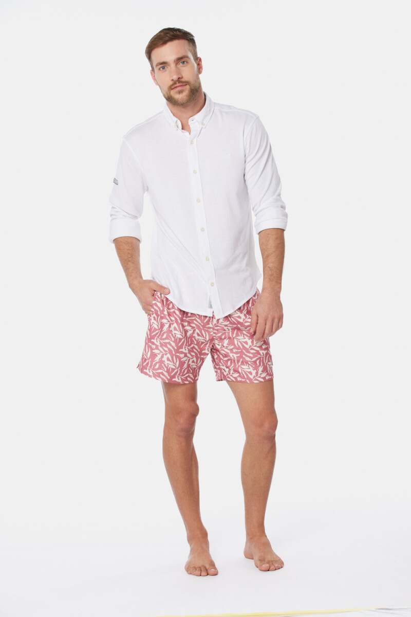 SHORT DE BAÑO ESTAMPADO - Rosado 