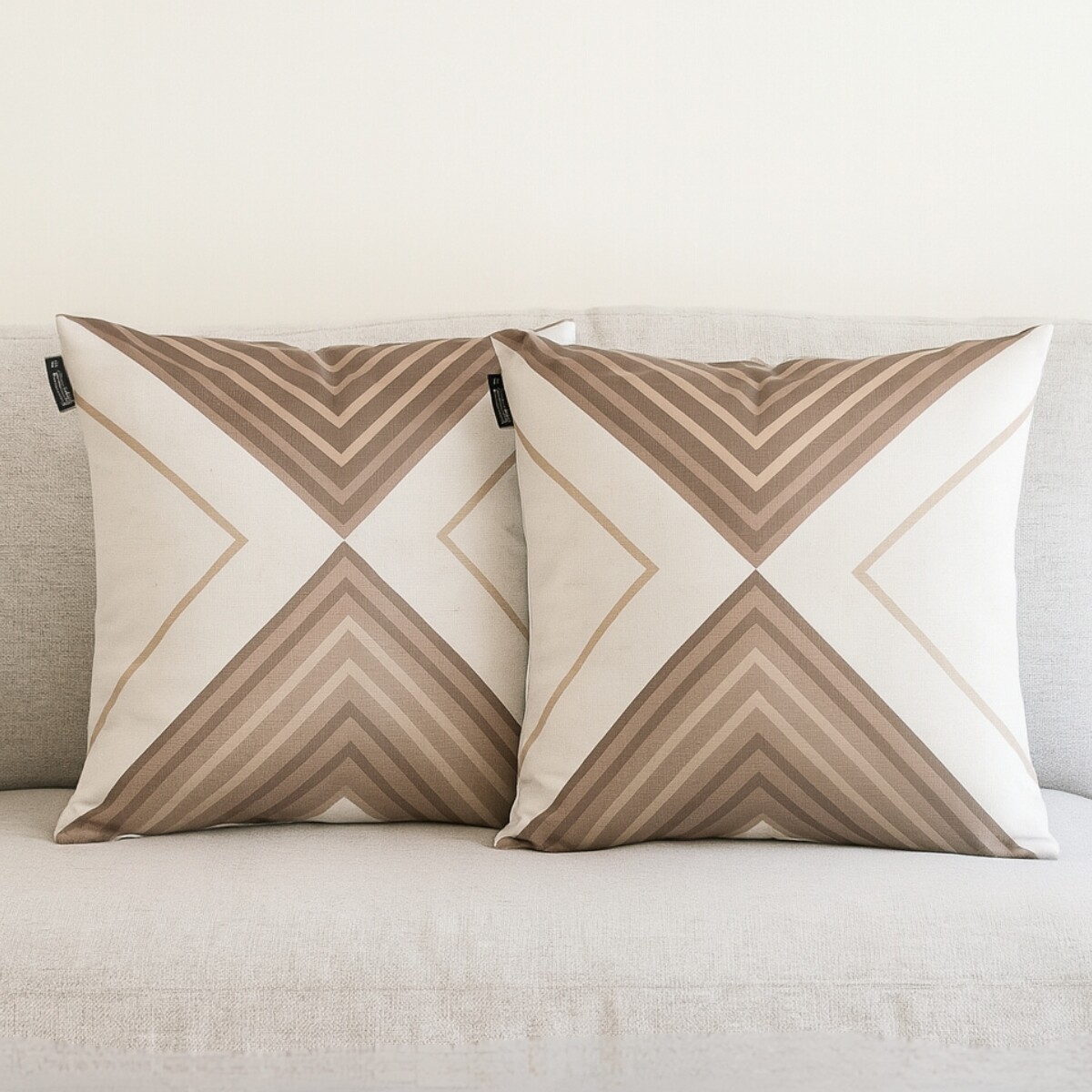 Set x2 funda de almohadones lisa 43 x 43 cm - RAYAS BEIGE 