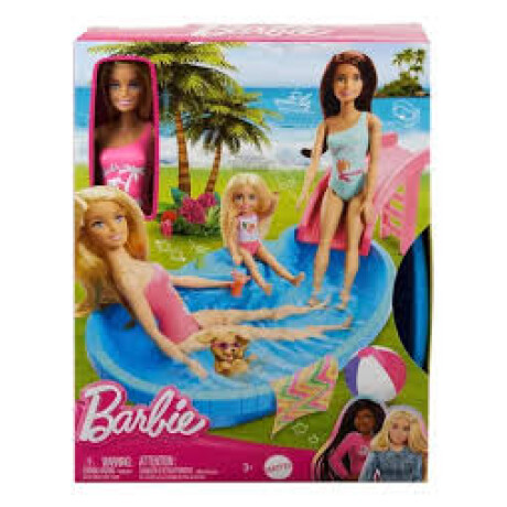 Barbie - Piscina Con Tobogan Y Muñeca Barbie - Piscina Con Tobogan Y Muñeca