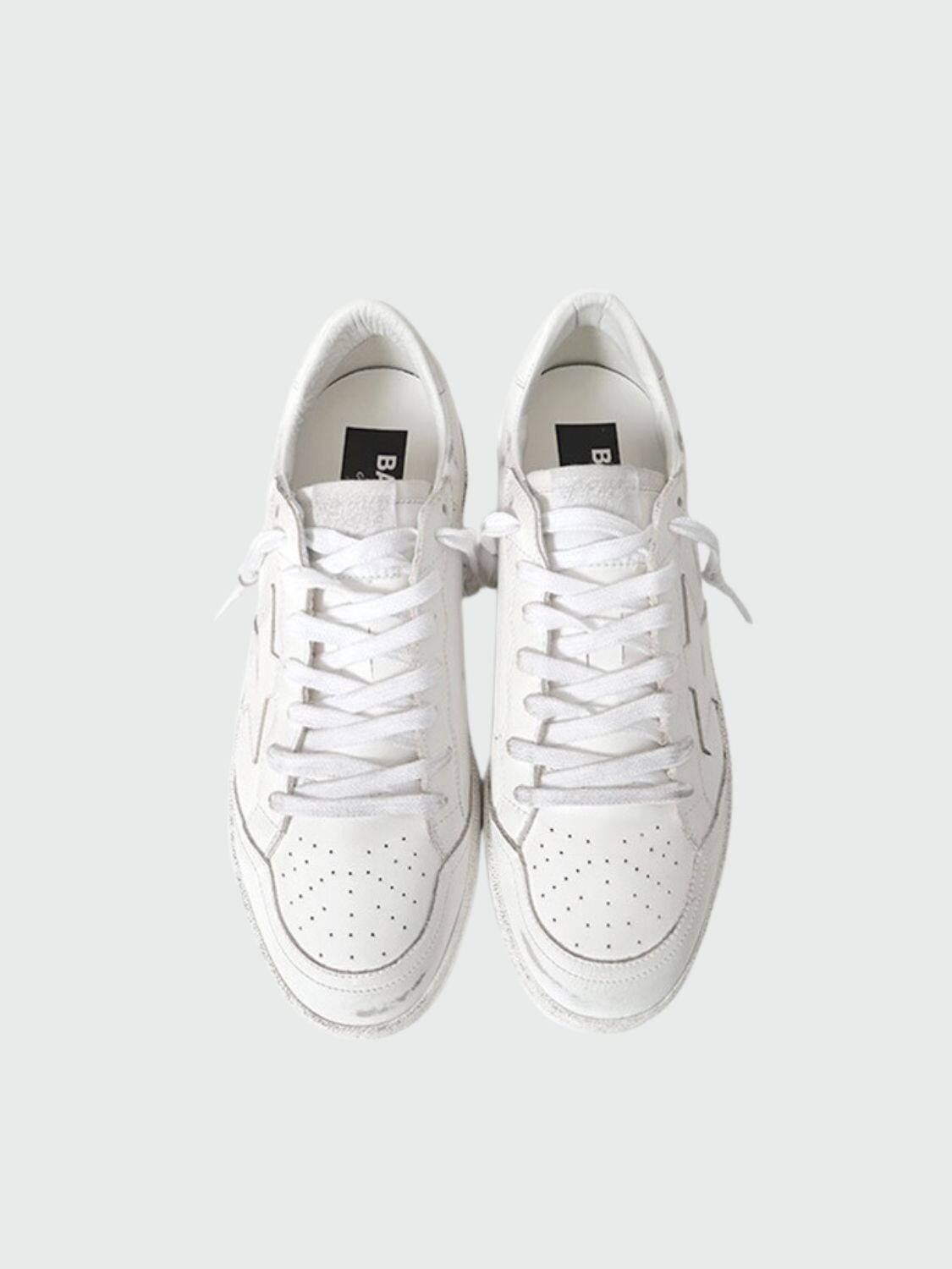 Golden Goose-Championes de cuero acordonados, Ball star Blanco