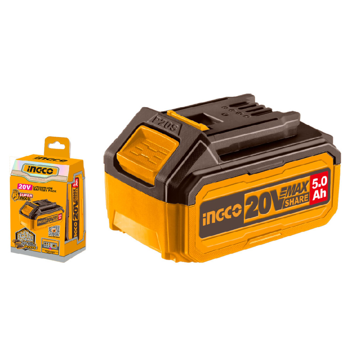 Batería de Iones Litio 20V 5Ah Modelo Nuevo Ingco FBLI20031 - Amarillo 
