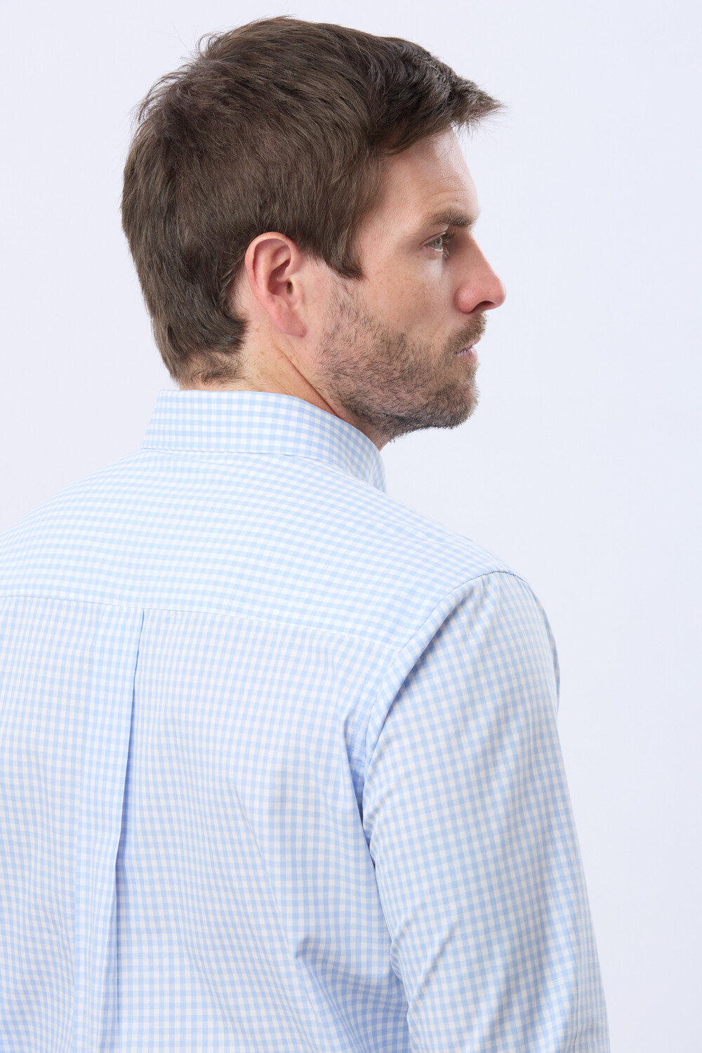 CAMISA CUADROS MANGA LARGA Celeste