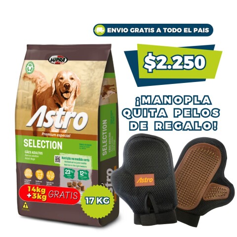 ASTRO PERROS ADULTOS SELECTION 14 + 3KG + GUANTES QUITA PELUSA DE REGALO ASTRO PERROS ADULTOS SELECTION 14 + 3KG + GUANTES QUITA PELUSA DE REGALO